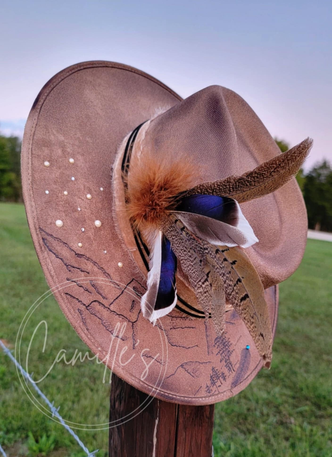 Western Adult Custom Burned Hat